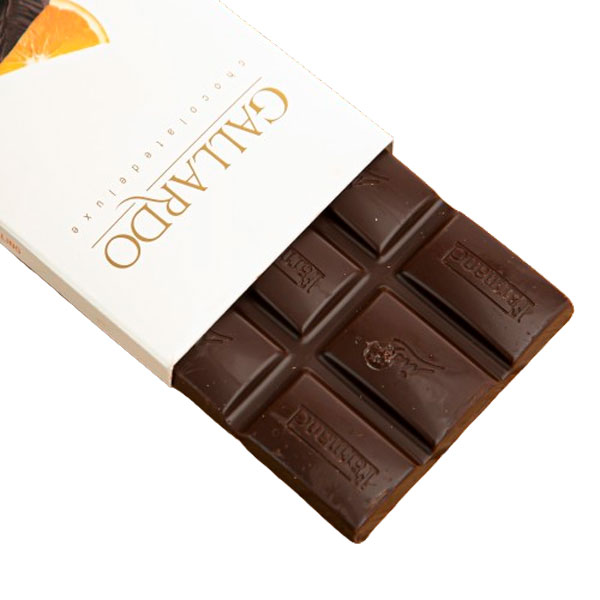 شکلات تخته ای تلخ گالاردو فرمند با مغزی ژله ای پرتقالی Gallardo وزن 80 گرم (پک 5 عددی)-