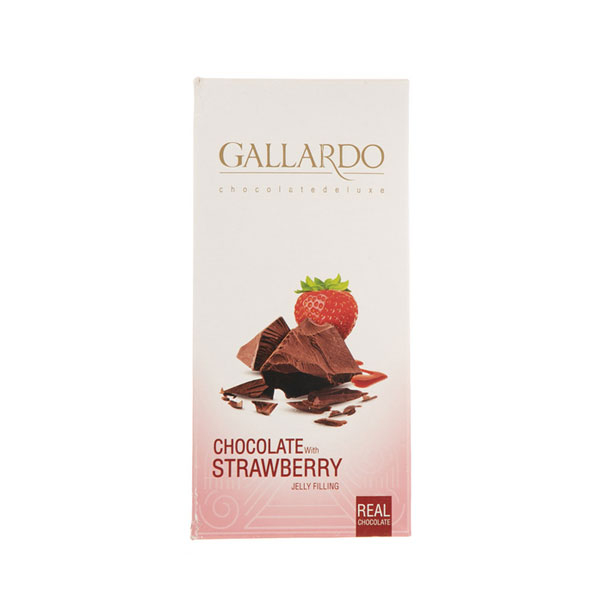 شکلات تخته ای گالاردو فرمند با مغزی توت فرنگی Gallardo وزن 80 گرم (پک 5 عددی)-