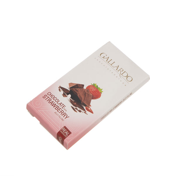 شکلات تخته ای گالاردو فرمند با مغزی توت فرنگی Gallardo وزن 80 گرم (پک 5 عددی)-