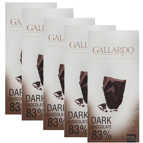 شکلات تخته ای تلخ 83 درصد گالاردو فرمند Gallardo وزن 80 گرم (پک 5 عددی) - 