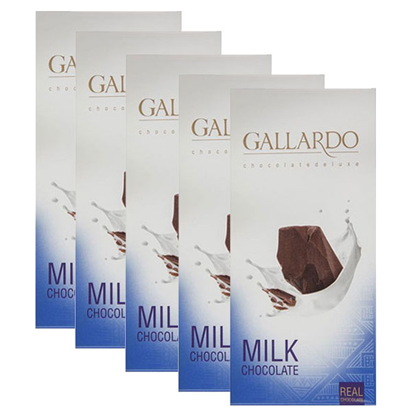 شکلات تخته ای شیری گالاردو فرمند Gallardo وزن 80 گرم (پک 5 عددی) - 